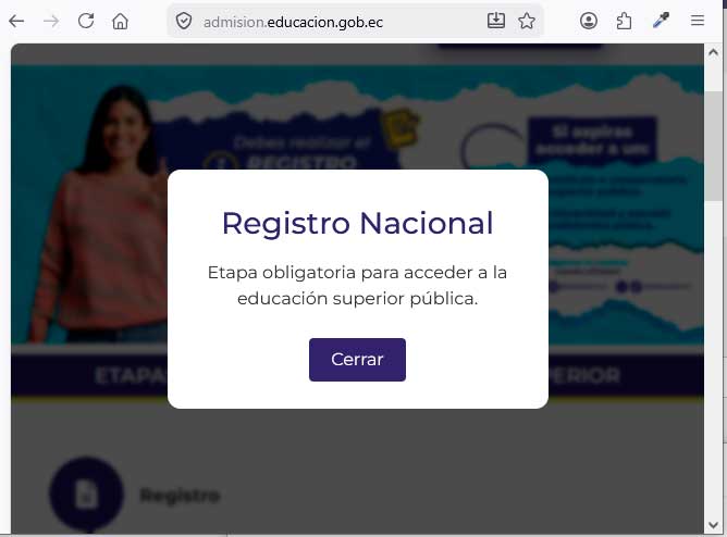 admision.educacion.gob.ec | Registro &Uacute;nico