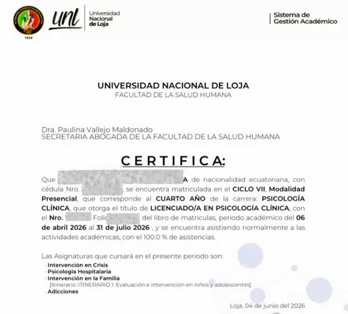 Certificado de Estudios 2026 | Beca Jóvenes Nuevo Ecuador